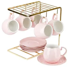 Фарфоровый чайный набор на металлической подставке 12 предметов 5th Avenue Alissa (6 персон) v=280 мл