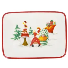 Блюдо Рождественские гномы 20х15 см (керамика)