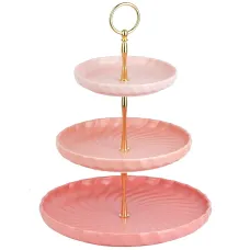 Фруктовница 3-х ярусная Fresh Taste. Pink d=26/20,5/15 см h=34 см