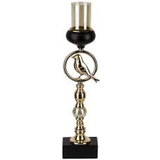 Подсвечник декоративный (без свечи) 10*7*35 см (металл, стекло)