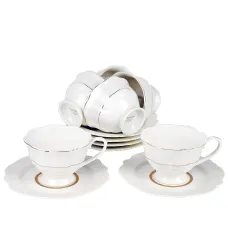 Фарфоровый чайный набор 12 предметов White Chic (6 персон) v=190 мл