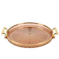 Поднос сервировочный с ручками d=27 см (акрил, пластик)