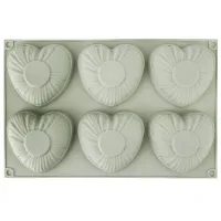 Форма силиконовая для выпечки 6 ячеек Сердце 28,5*18,5*3 см (силикон)