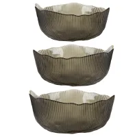 Салатник, набор 3 штуки Frost Stripe (серый) d=12,5/15,5/19 см (стекло)