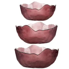 Салатник, набор 3 штуки Frost Stripe (розовый) d=12,5/15,5/19 см (стекло)