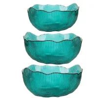 Салатник, набор 3 штуки Frost Stripe (зеленый) d=12,5/15,5/19 см (стекло)