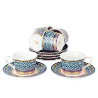 Фарфоровый чайный набор 12 предметов Golden Blue (6 персон) v=200 мл