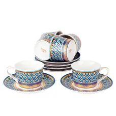 Фарфоровый чайный набор 12 предметов Golden Blue (6 персон) v=200 мл