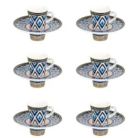 Фарфоровый кофейный набор 12 предметов Golden Blue (6 персон) v=90 мл (фарфор)