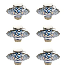 Фарфоровый кофейный набор 12 предметов Golden Blue (6 персон) v=90 мл (фарфор)