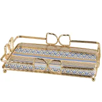 Поднос сервировочный Golden Blue 34,5*23,5*1,3 см (фарфор, металл)