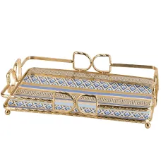 Поднос сервировочный Golden Blue 34,5*23,5*1,3 см (фарфор, металл)