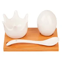 Набор на подставке: подставка для яйца, солонка, ложка Naturel 11,5*8*5 см
