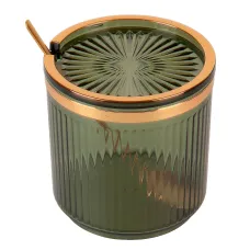 Банка для сыпучих продуктов с ложкой (зеленая) h=8,8 см, v=400 мл (акрил, нержавеющая сталь)