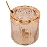 Банка для сыпучих продуктов с ложкой (золотая) h=8,8 см, v=400 мл (акрил, нержавеющая сталь)