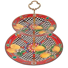 Фруктовница 2-х ярусная Sicilia Limone d=27/19 см h=24,5 см (фарфор)