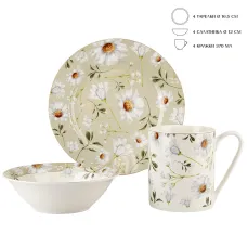 Столовый набор 12 предметов Camila тарелка d=19 см*4, салатник d=14 см*4, кружка v=370 мл*4 (фарфор)