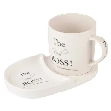 Кружка с блюдцем THE REAL BOSS v=380 мл (фарфор)