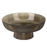 Блюдо на ножке Frost Stripe (серое) d=25,7 см h=11,5 см (стекло)