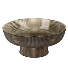 Блюдо на ножке Frost Stripe (серое) d=25,7 см h=11,5 см (стекло)