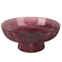 Блюдо на ножке Frost Stripe (розовое) d=25,7 см h=11,5 см (стекло)