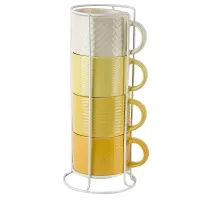 Набор из 4 кружек на подставке Modern (желтый) v= 320 мл