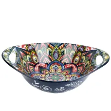 Салатник овальный с ручками Arabesque (синий) 22,5х15х6,5 см