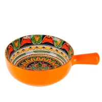 Кокотница с ручкой Arabesque (оранжевый) 22х16 см