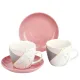 Фарфоровый чайный набор на 2 персоны 4 предмета Мрамор розовый с серым v=240 мл