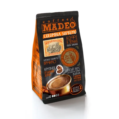 Кофе в зернах Madeo colombia supremo 200 гр
