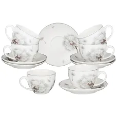 Фарфоровый чайный набор на 6 персон 12 предметов dandelion 300 мл - Lefard