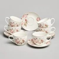 Фарфоровый чайный набор на 6 персон, 12 предметов, Мэрибель, 300 мл – Lefard