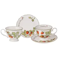 Фарфоровый чайный набор на 2 персоны 4 предмета strawberry 270 мл - Lefard