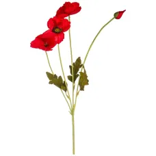 Цветок искусственный мак красный высота=60 см - Lefard