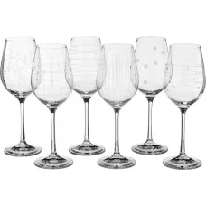 Набор бокалов для вина из 6 штук виола микс 250 мл высота=21 см - Bohemia Crystal