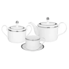 Фарфоровый чайный сервиз на 6 персон 14 предметов платиновый crown - Lefard