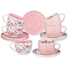 Фарфоровый чайный набор на 6 персон 12 предметов blossom 250 мл - Lefard
