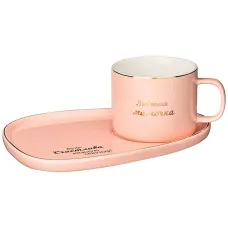 Фарфоровый чайный набор мамочке на 1 персону, розовый, 200 мл - Lefard
