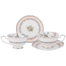 Фарфоровый чайный набор на 2 персоны 4 предмета garden 270 мл - Lefard