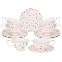 Фарфоровый чайный набор на 6 персон, 12 предметов, Sonnet In Roses, 270 мл – Lefard