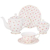 Фарфоровый чайный сервиз на 6 персон, 20 предметов, Sonnet In Roses, 1100/300/270 мл, 20.5 см – Lefard