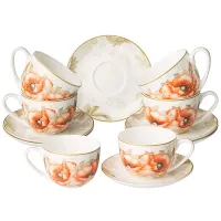 Фарфоровый чайный набор на 6 персон, 12 предметов, Antique, 330 мл – Lefard