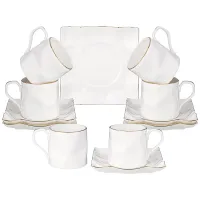 Фарфоровый чайный набор на 6 персон, 12 предметов, Раффл голд, 220 мл – Lefard