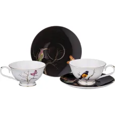 Фарфоровый чайный набор на 2 персоны 4 предмета райские птицы 250 мл - Lefard