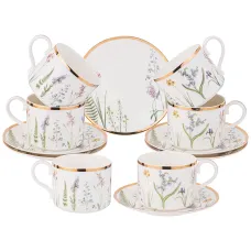 Фарфоровый чайный набор на 6 персон 12 предметов grassland 300 мл - Lefard