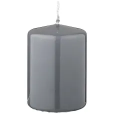 Свеча столбик высота 10см серый лакированный диаметр 7 см - Adpal 4 штуки