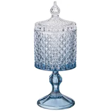 Емкость для хранения на ножке Diamant Blue 8.5*8.5*23 см – Lefard