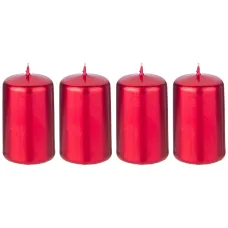 Набор свечей из 4 шт 7*4 см красный металлик - Adpal
