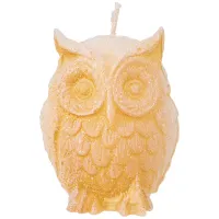 Свеча фигурная Сова белая с золотом 5*4,5 см – Bronco