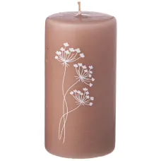 Свеча столбик цветы мокко 10*5 см - Bronco